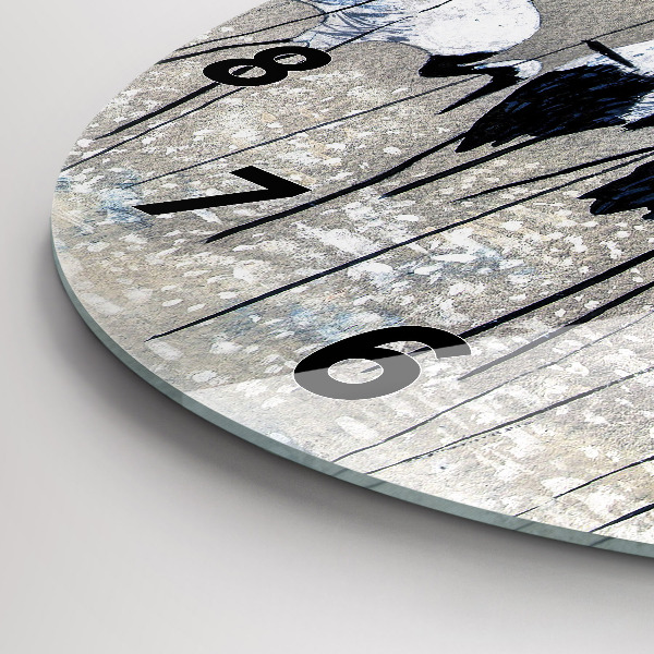 Pendule murale ronde Grues dans les roseaux