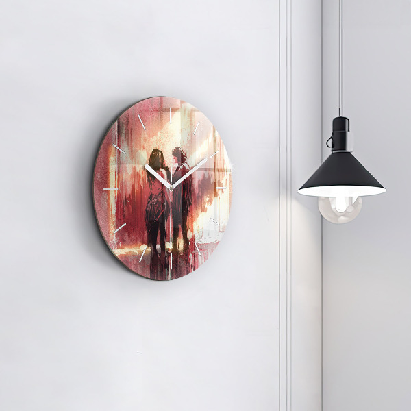 Pendule murale ronde Jeune couple amoureux