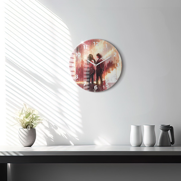 Pendule murale ronde Jeune couple amoureux