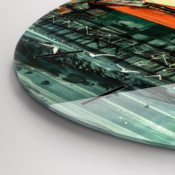 Pendule murale ronde Village de pêcheurs