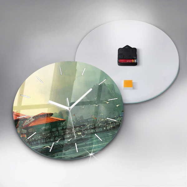 Pendule murale ronde Village de pêcheurs