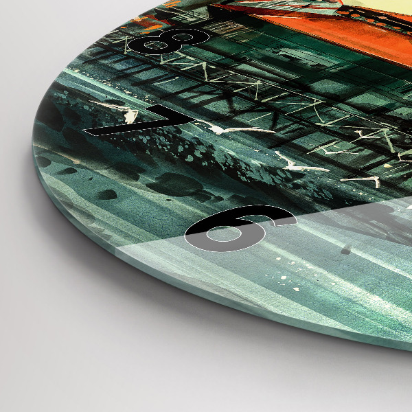 Pendule murale ronde Village de pêcheurs