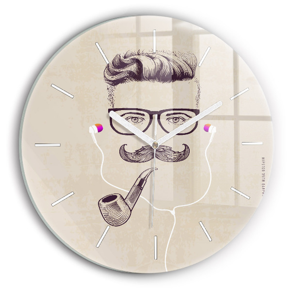 Pendule murale ronde Homme avec une pipe