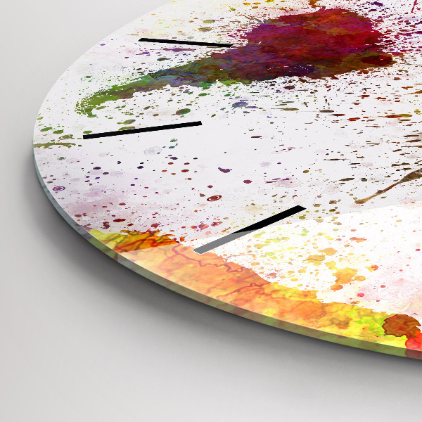 Pendule murale ronde 'Carte du monde à l''aquarelle'