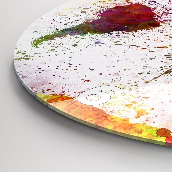 Pendule murale ronde 'Carte du monde à l''aquarelle'