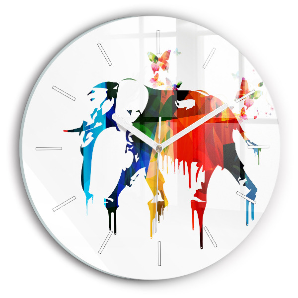 Pendule murale ronde Éléphant peint en couleurs