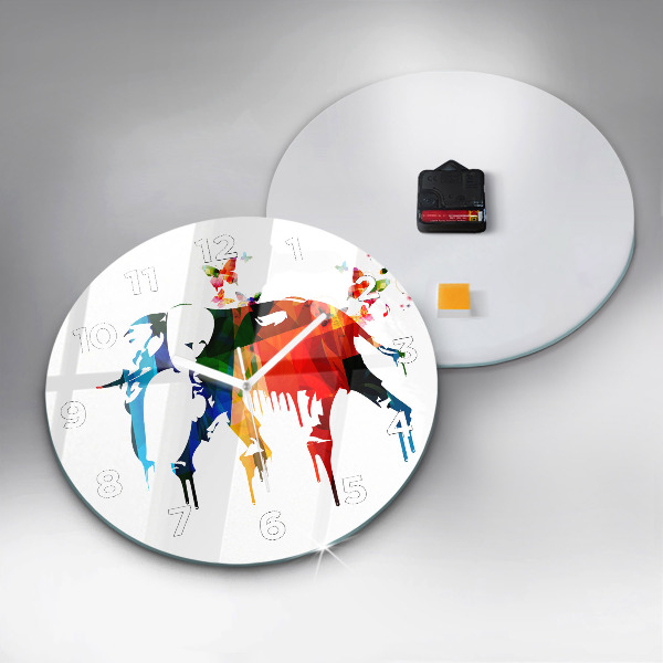 Pendule murale ronde Éléphant peint en couleurs