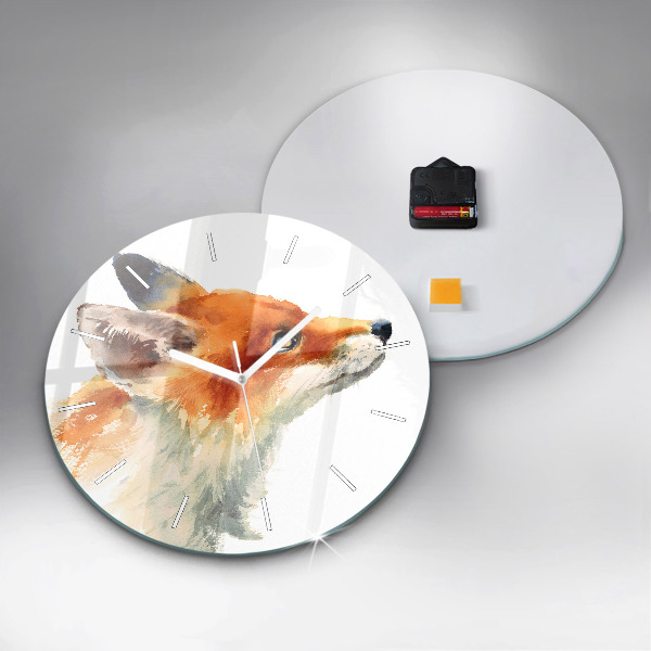 Pendule murale ronde Aquarelle jeune renard