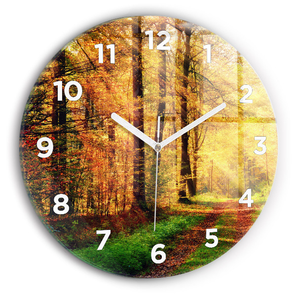 Pendule murale ronde 'Paysage de forêt d''automne'