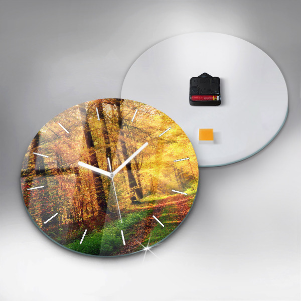 Pendule murale ronde 'Paysage de forêt d''automne'