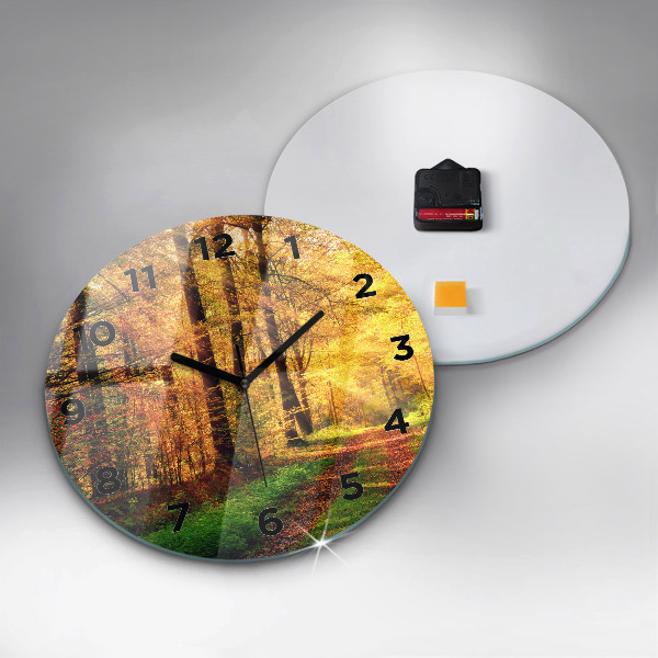 Pendule murale ronde 'Paysage de forêt d''automne'