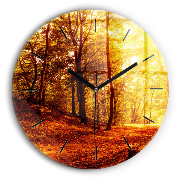 Pendule murale ronde Paysage forestier au soleil