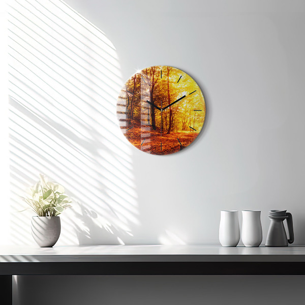 Pendule murale ronde Paysage forestier au soleil
