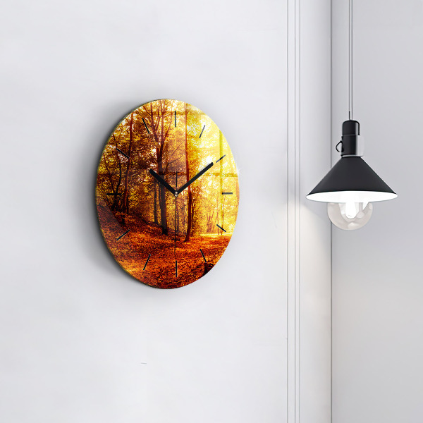 Pendule murale ronde Paysage forestier au soleil