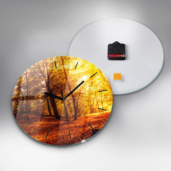 Pendule murale ronde Paysage forestier au soleil