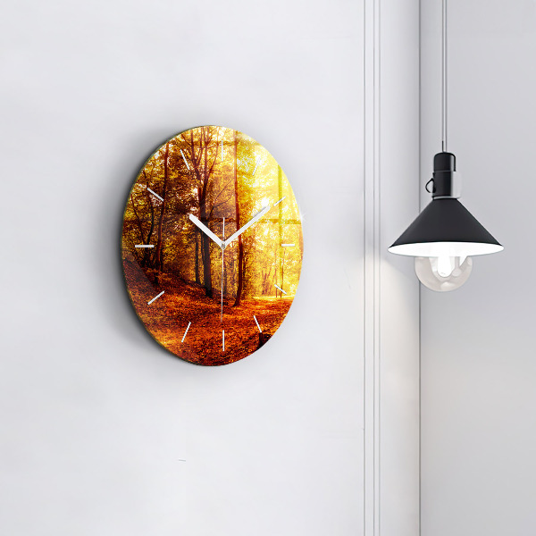 Pendule murale ronde Paysage forestier au soleil