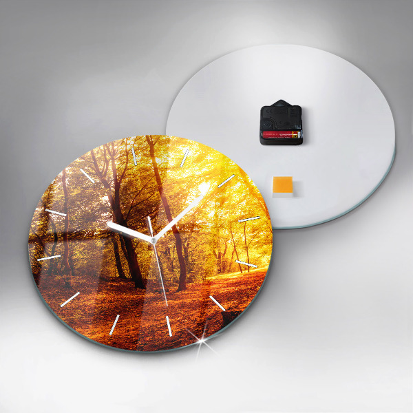 Pendule murale ronde Paysage forestier au soleil