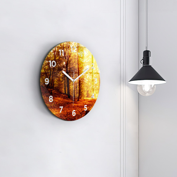 Pendule murale ronde Paysage forestier au soleil