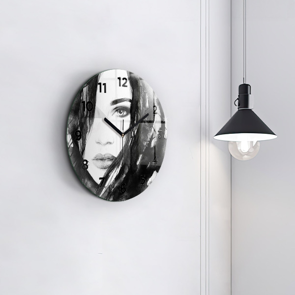 Pendule murale ronde 'Portrait d''une femme'