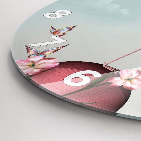 Pendule murale ronde Flamant rose surréaliste