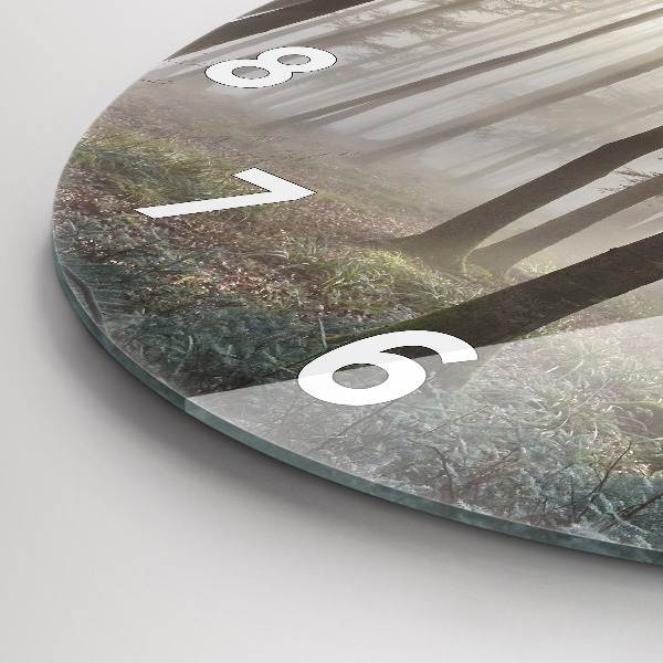 Pendule murale ronde Forêt dans le brouillard