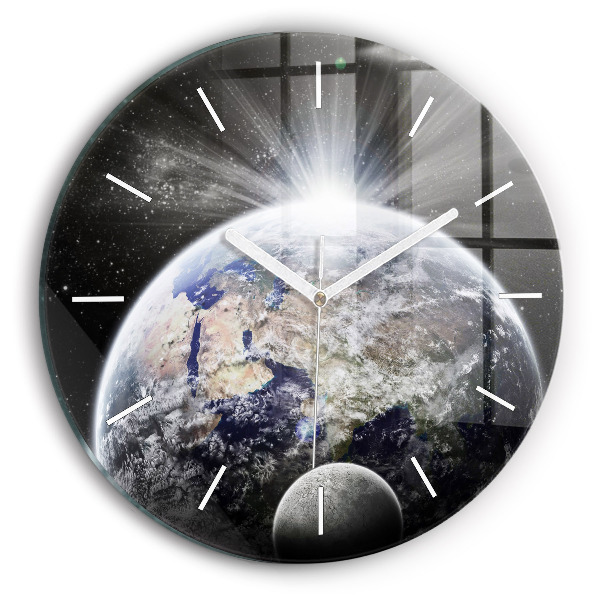 Horloge ronde Terre Lune Soleil