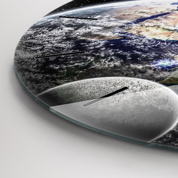 Horloge ronde Terre Lune Soleil