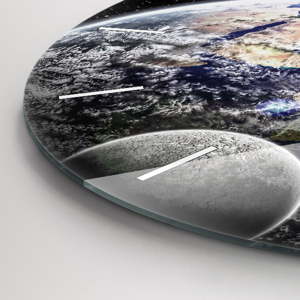 Horloge ronde Terre Lune Soleil