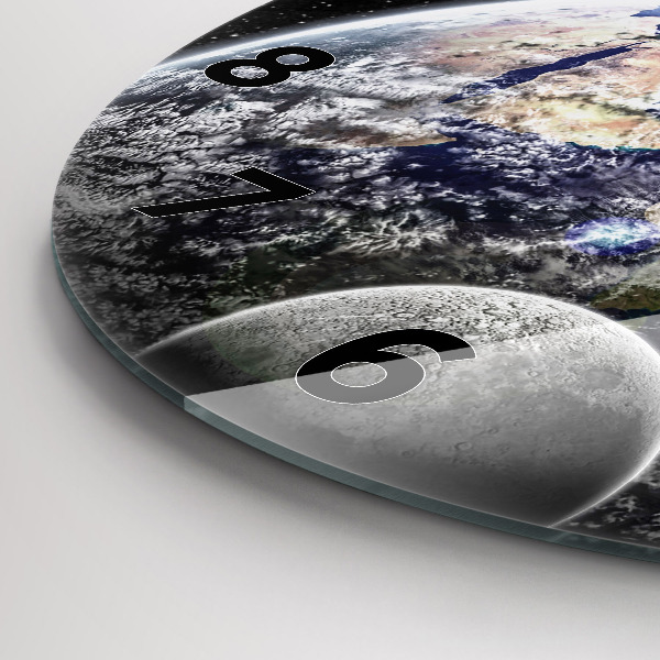 Horloge ronde Terre Lune Soleil