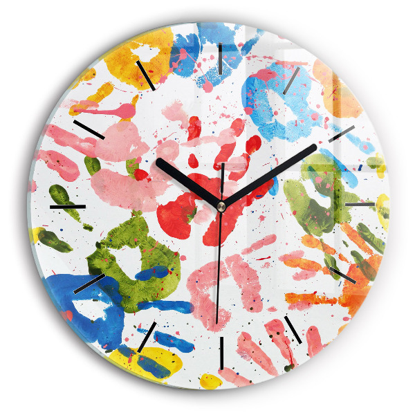 Horloge ronde 'Empreintes de mains d''enfants'