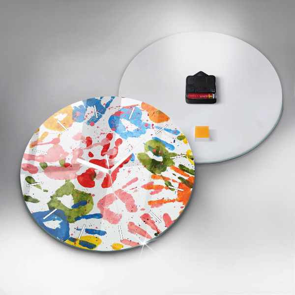 Horloge ronde 'Empreintes de mains d''enfants'