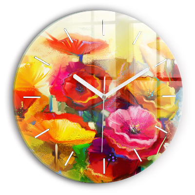 Horloge ronde Coquelicots colorés