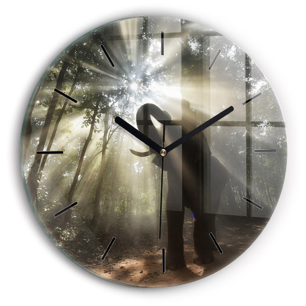 Horloge ronde Éléphant dans la jungle