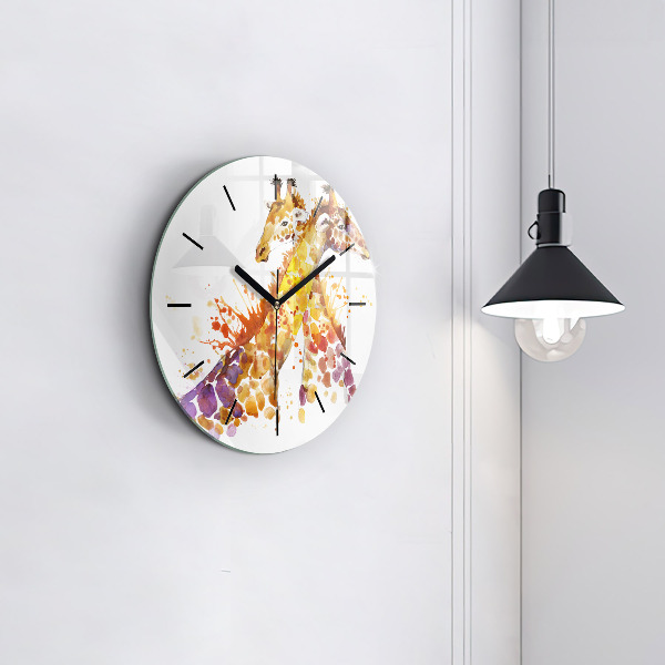 Horloge ronde Girafe - aquarelle