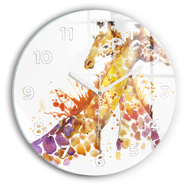 Horloge ronde Girafe - aquarelle