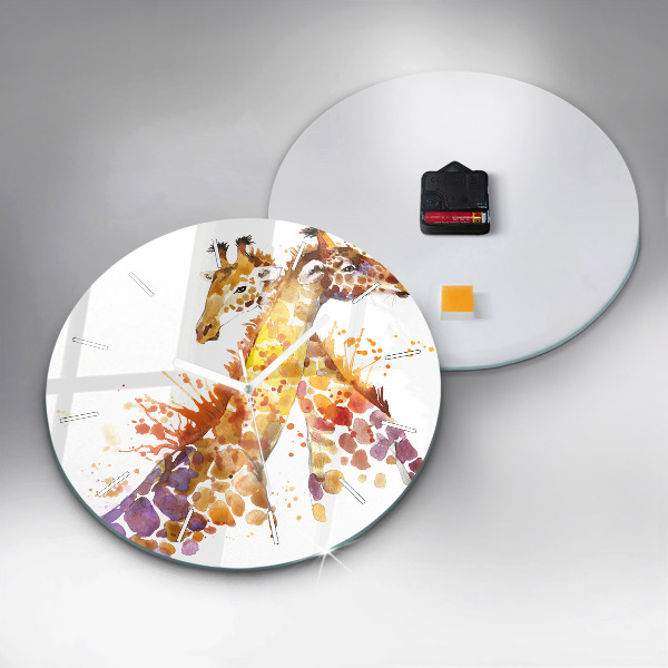Horloge ronde Girafe - aquarelle