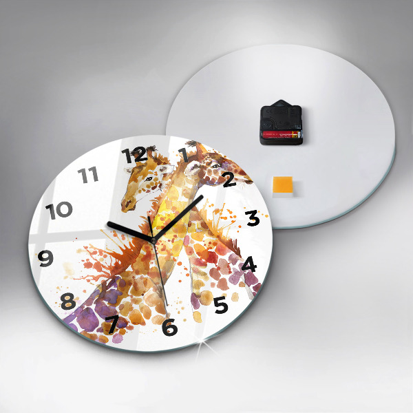 Horloge ronde Girafe - aquarelle