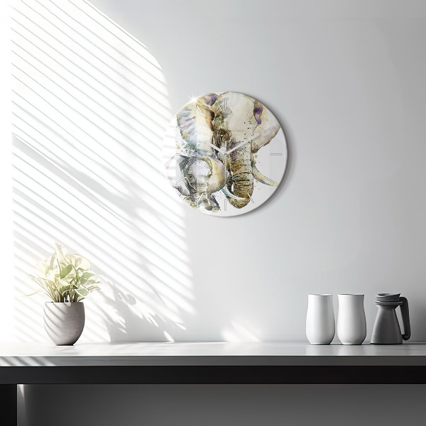 Horloge ronde Animaux peints éléphants