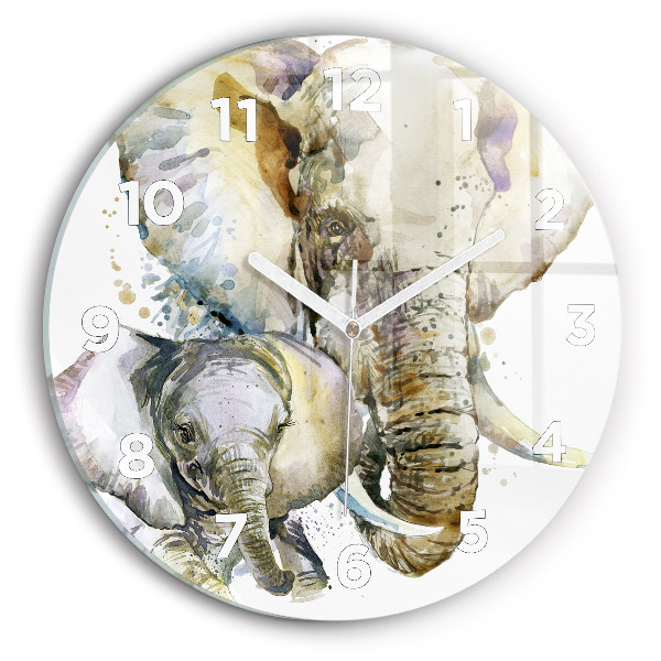 Horloge ronde Animaux peints éléphants