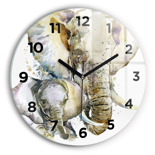 Horloge ronde Animaux peints éléphants
