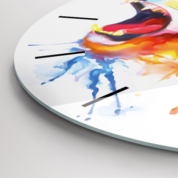 Horloge ronde Lion - aquarelle