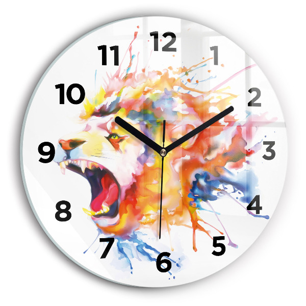 Horloge ronde Lion - aquarelle