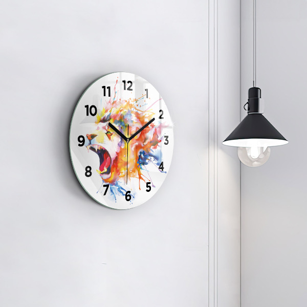 Horloge ronde Lion - aquarelle