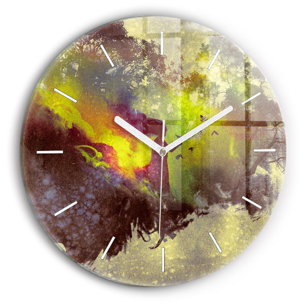 Horloge ronde Femme dans la forêt