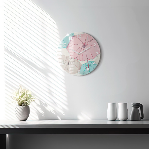 Horloge ronde Parapluies pastel