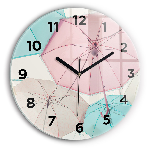 Horloge ronde Parapluies pastel