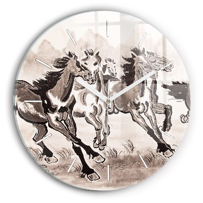 Horloge ronde Chevaux au galop