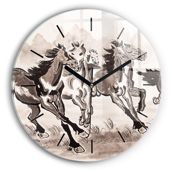 Horloge ronde Chevaux au galop