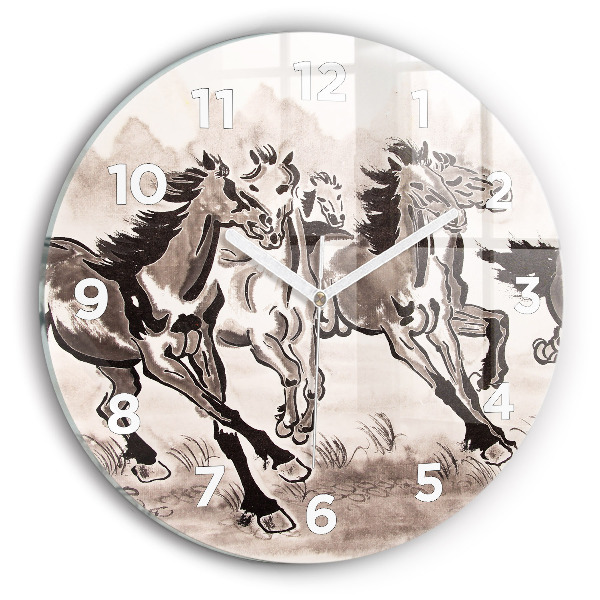 Horloge ronde Chevaux au galop