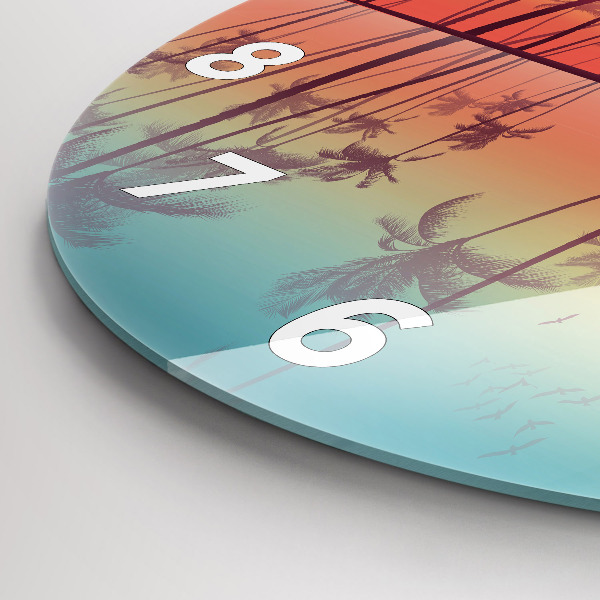Horloge ronde Palmiers tropicaux